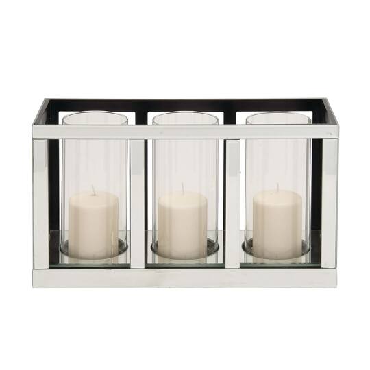 18" Silver Mirror Glam Candlestick Holder